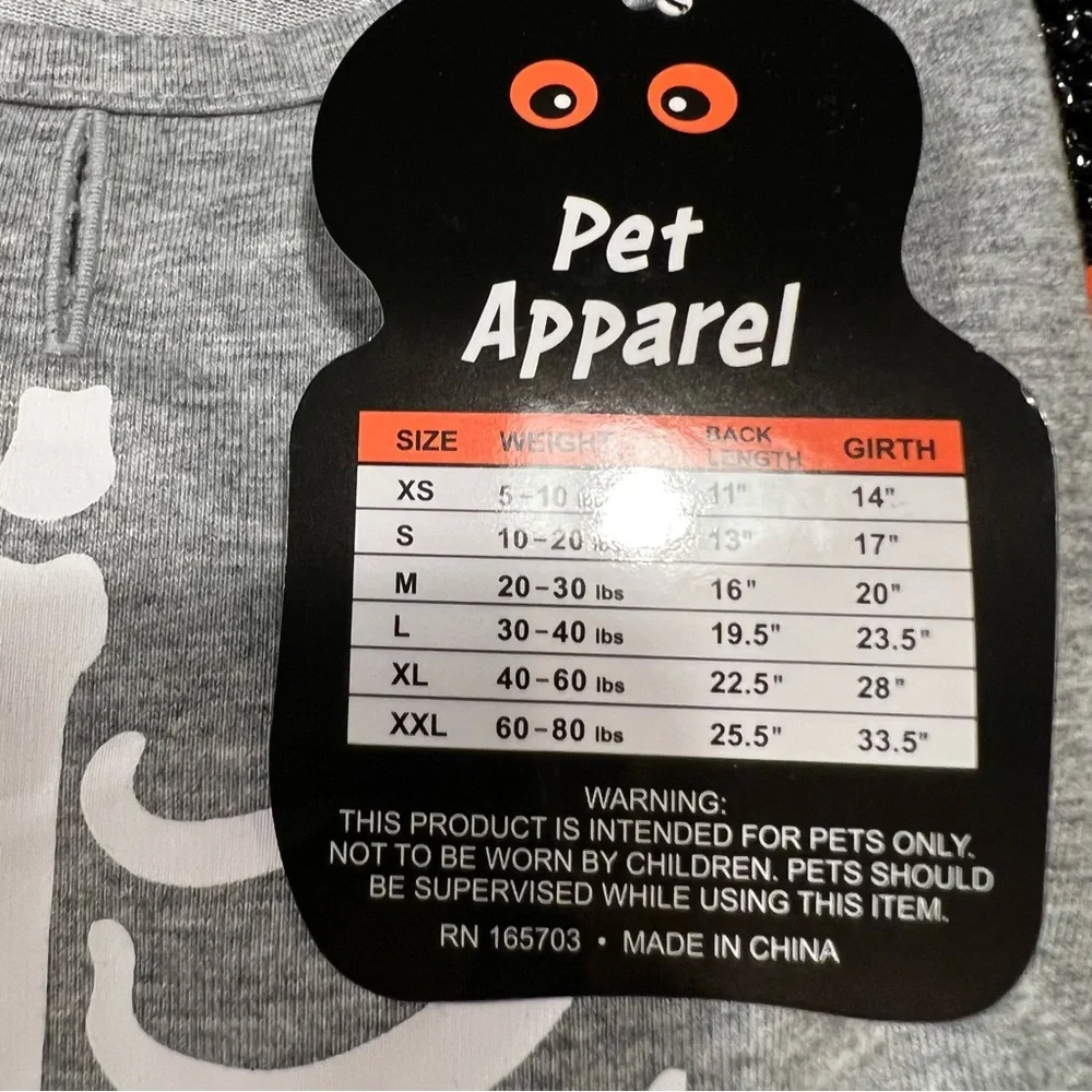 Pet Apparel Halloween dress Skeleton orange Small costume dog
